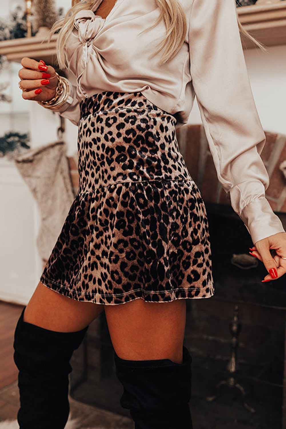 Leopard Tiered Patchwork Hot Mini Skirt