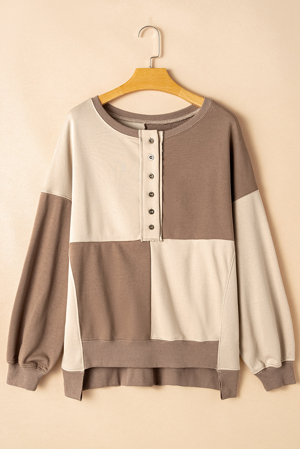 Henley High Low Oversize Sweatshirt