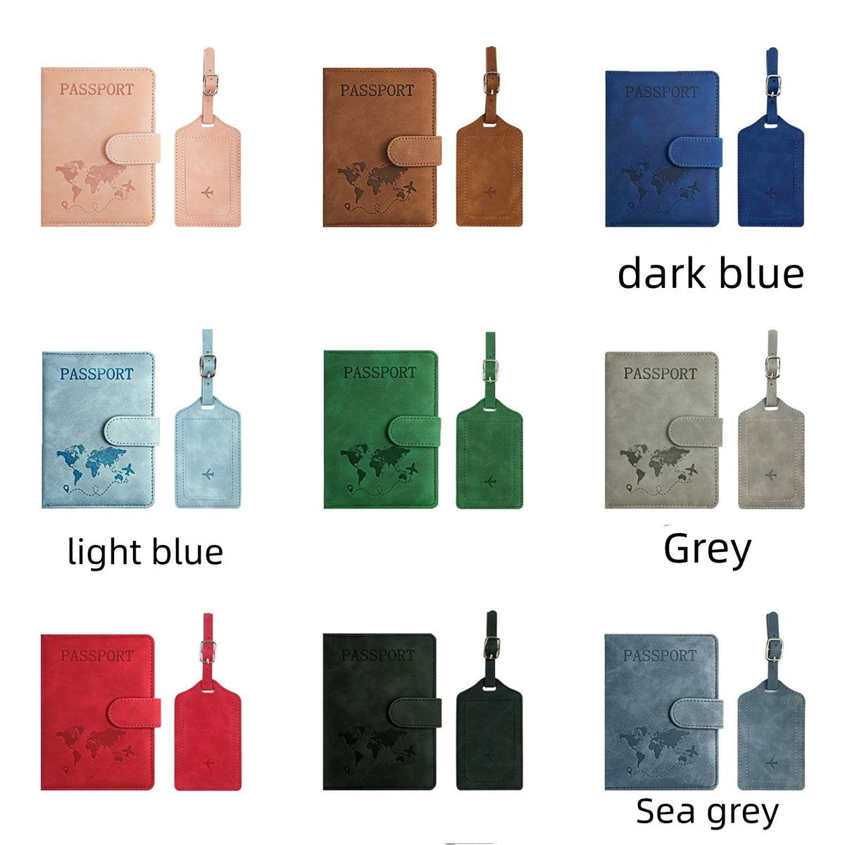 Custom PU Leather Anti-Magnetic Passport Holder and Luggage Tag Set