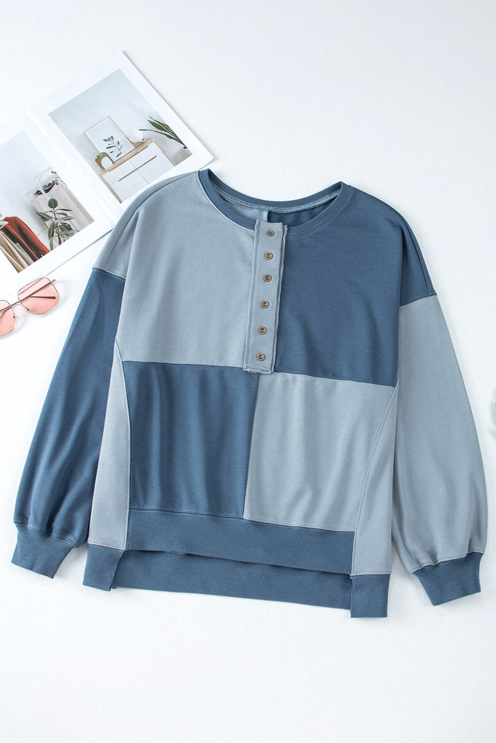 Henley High Low Oversize Sweatshirt