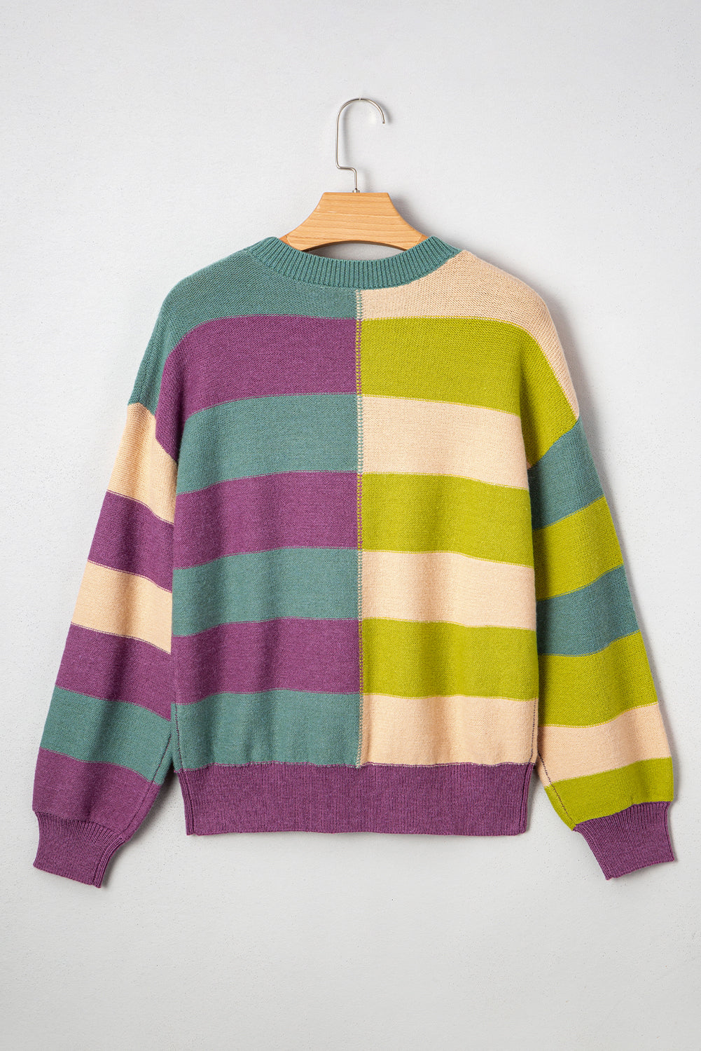Drop Shoulder Ribbed Edge Casual Sweater
