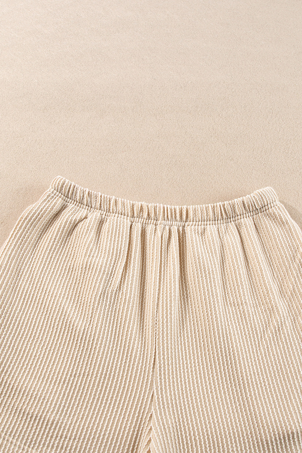 Corded Knit Long Sleeve Top and High Waist Shorts Set
