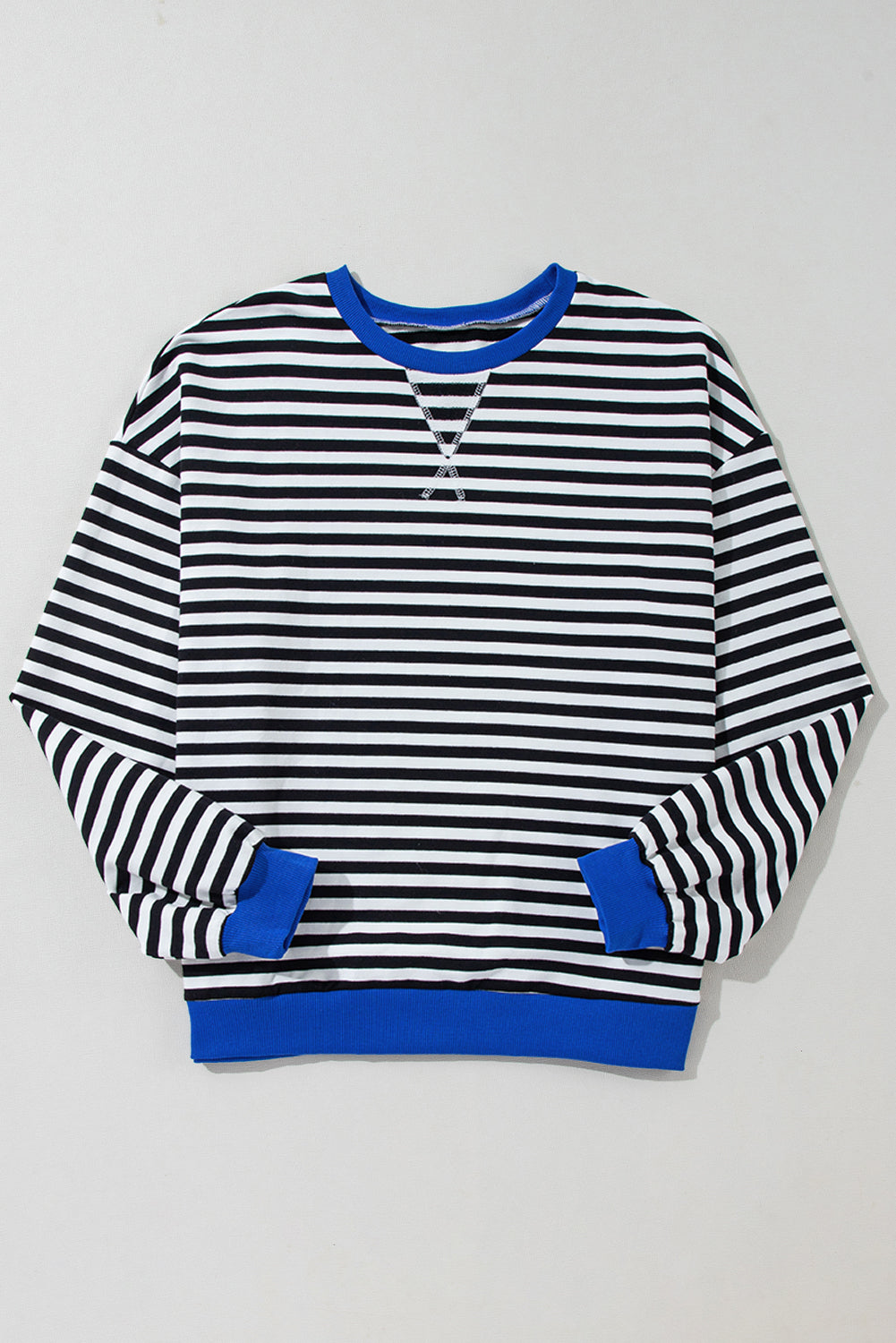 Oversized Contrast Trim Pullover Sweatshirt