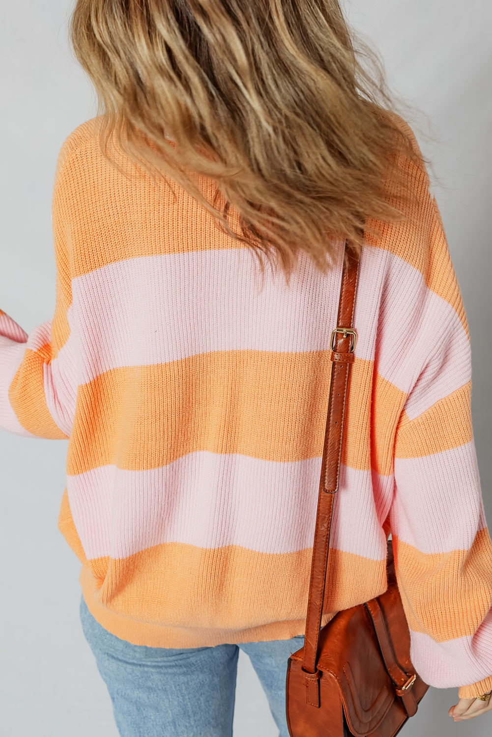 Colorblock Half Zip Oversize Sweater