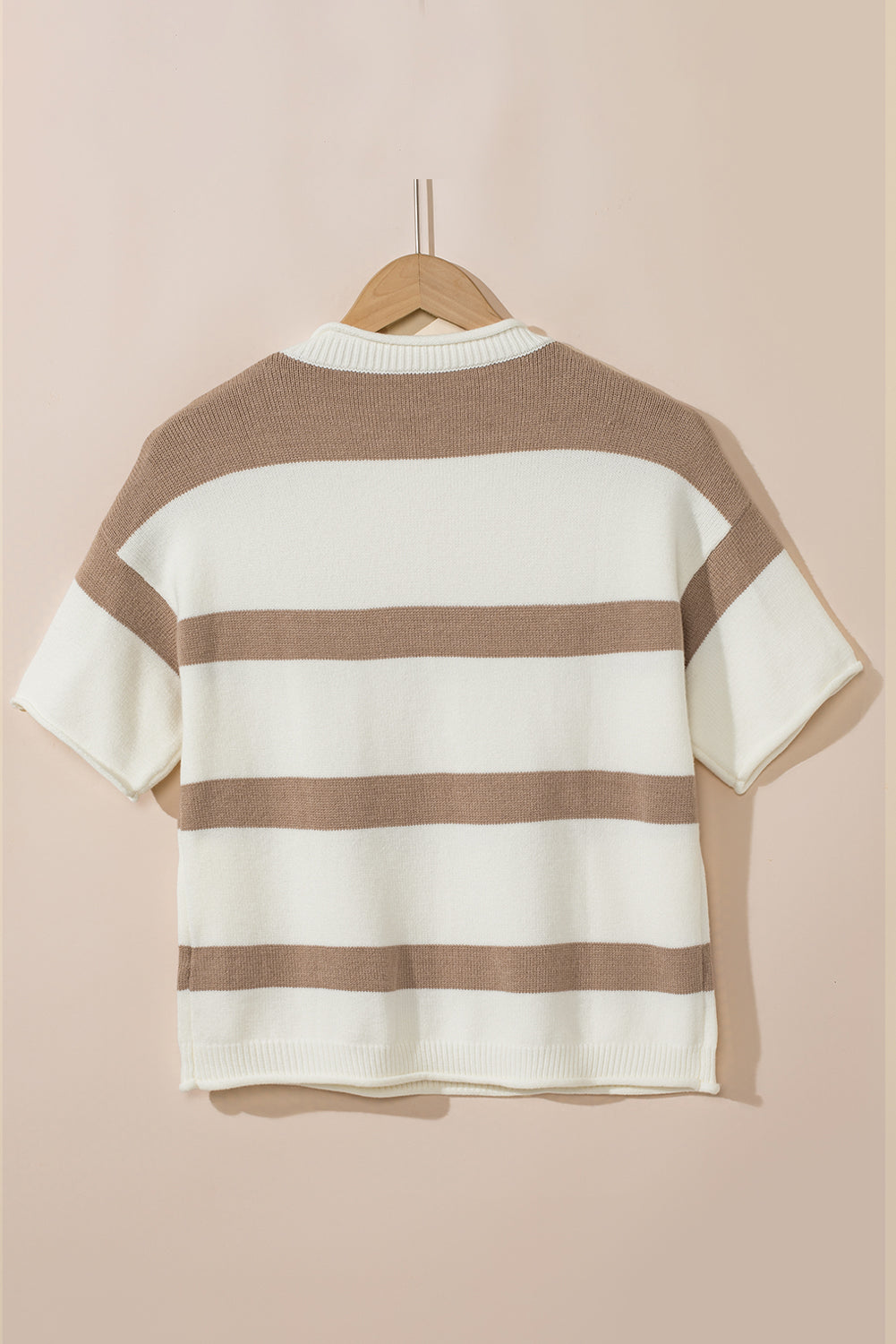 Stripe Dropped Short Sleeve Lightweight Knitted Top