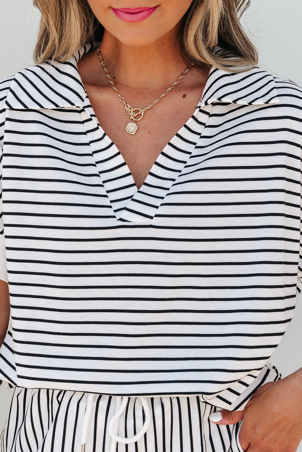V Neck Tee and Casual Short Set