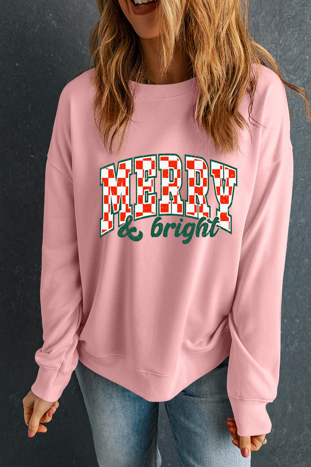 MERRY & Bright Graphic Holiday Pullover Sweatshirt