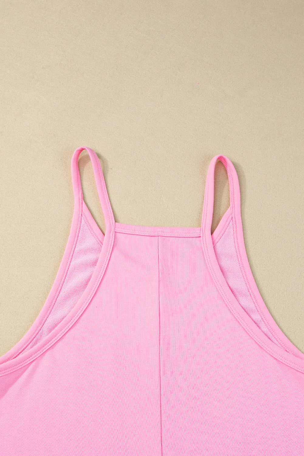 Sleeveless Pocketed V Neck Jersey Romper