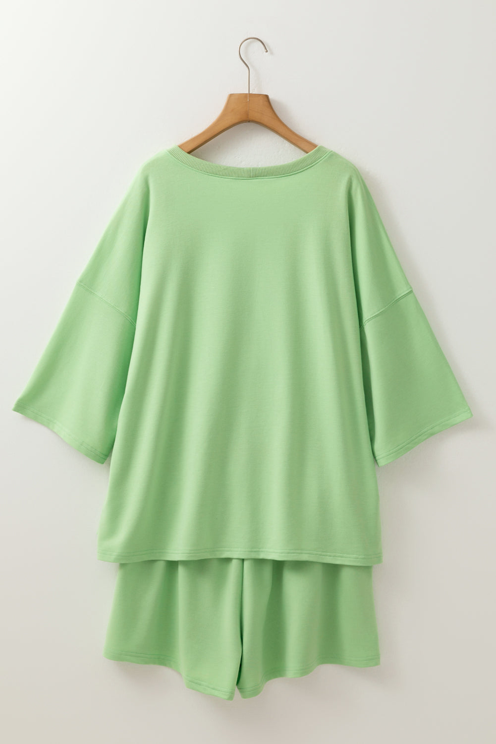 Plus Size V Neck Drop Shoulder Tee Loose Shorts 2pcs Outfit