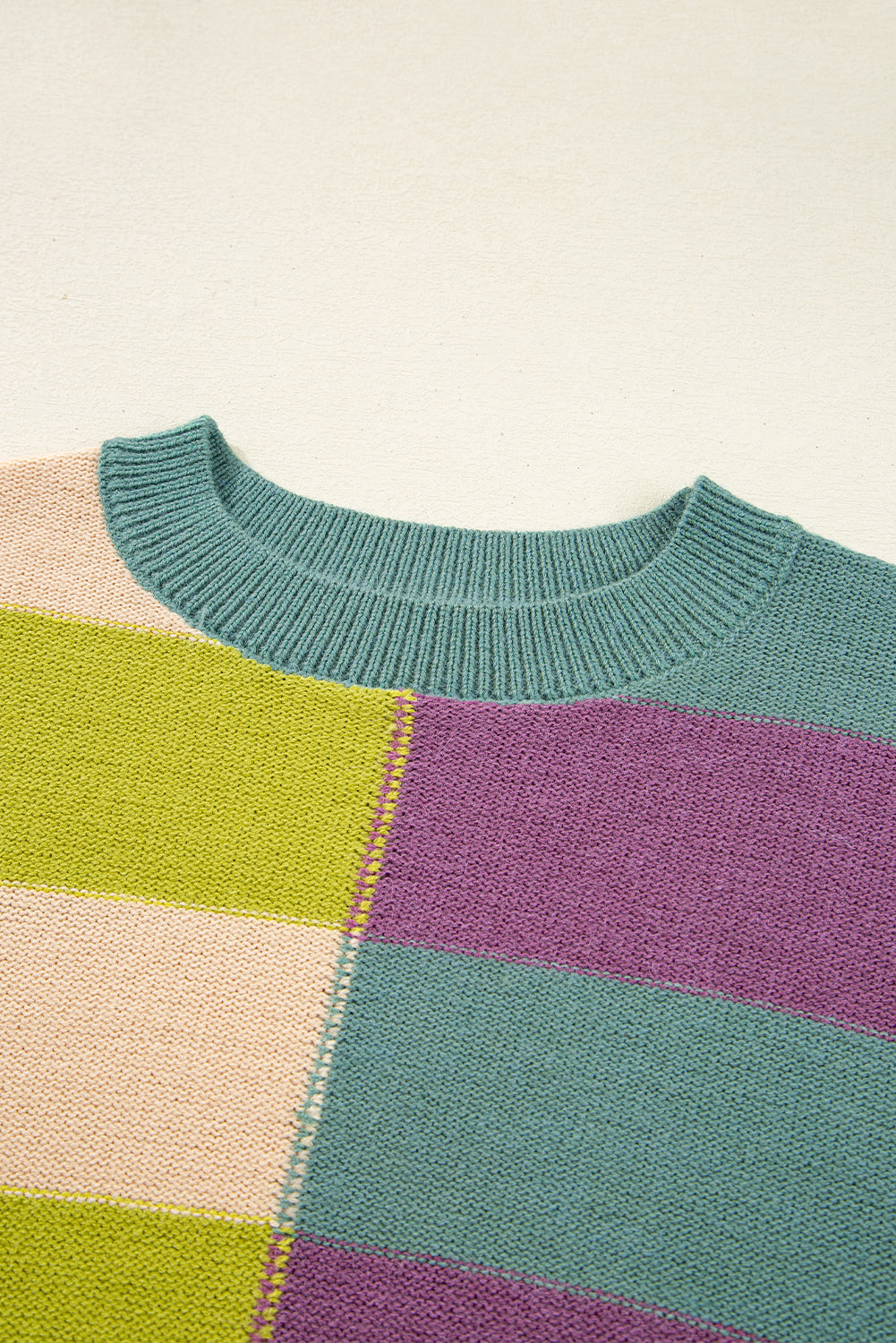 Drop Shoulder Ribbed Edge Casual Sweater