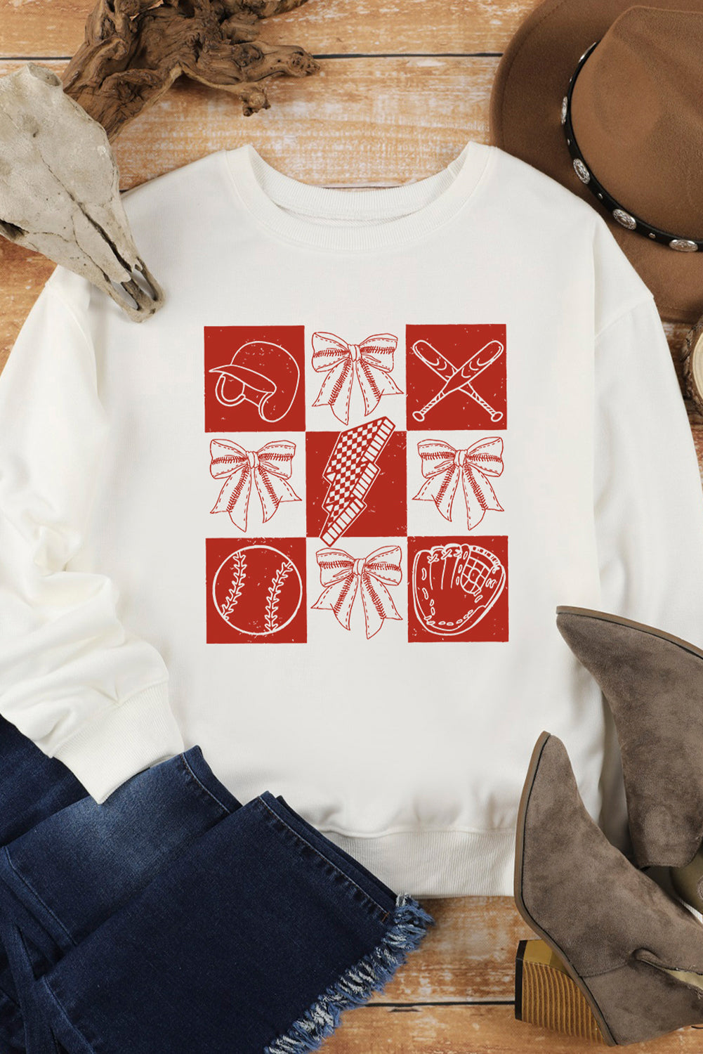Baseball Fashion Graphic Cotton Blend Casual Sweatshirt