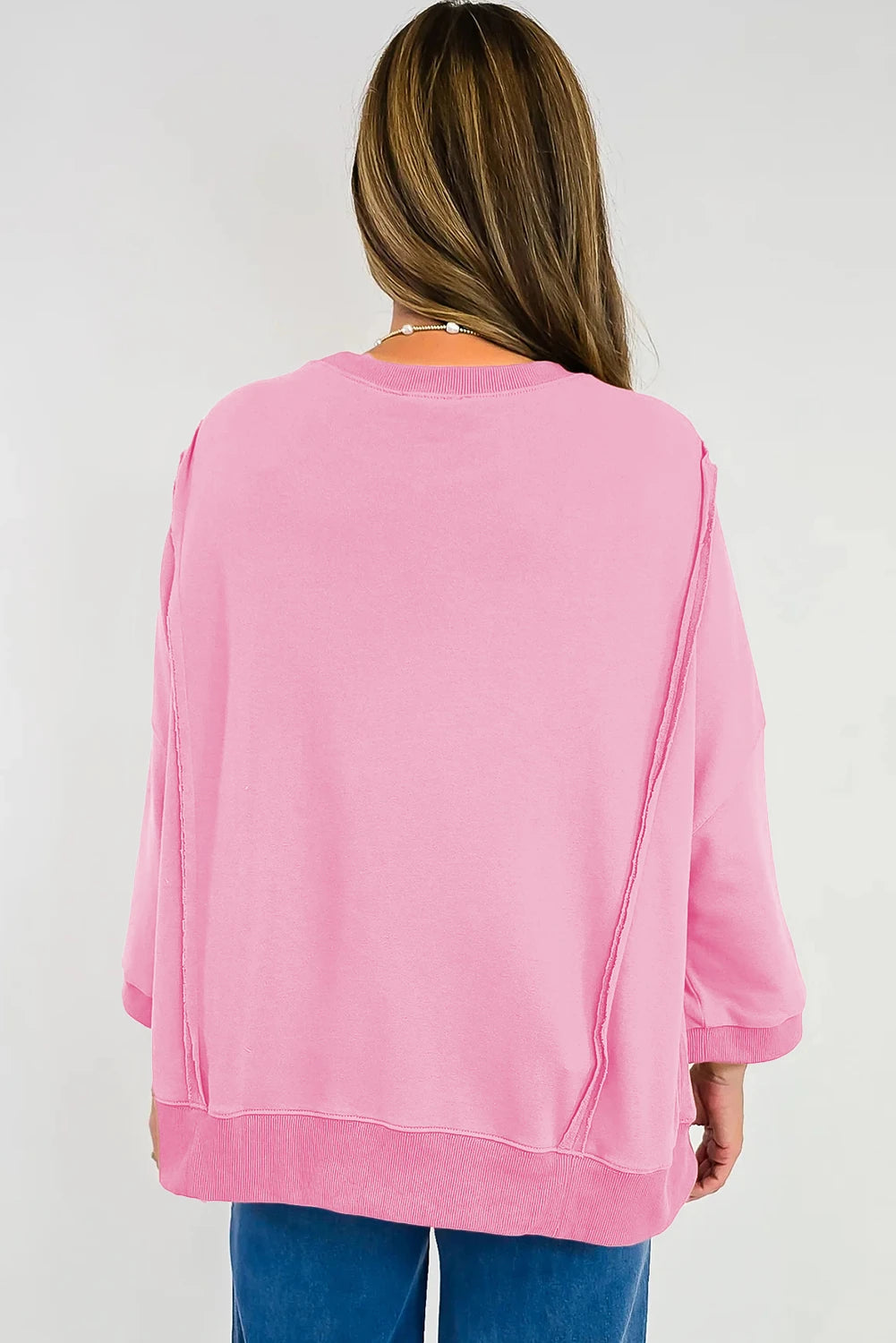 Exposed Seam Patchwork Slit Baggy Sweatshirt