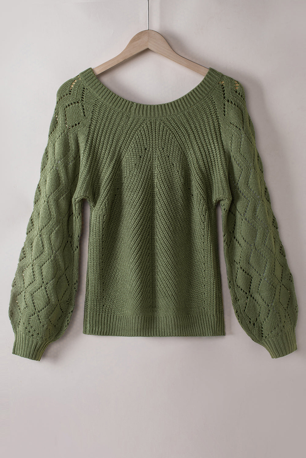 Hollow-out Puffy Sleeve Knit Sweater