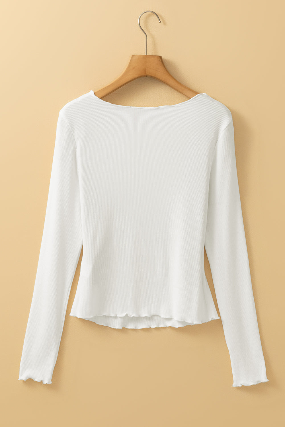 Exposed Seam Ribbed Knit Slim Fit Long Sleeve Top