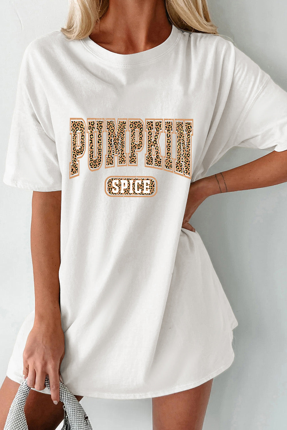 PUMPKIN SPICE Leopard Graphic Tunic T Shirt