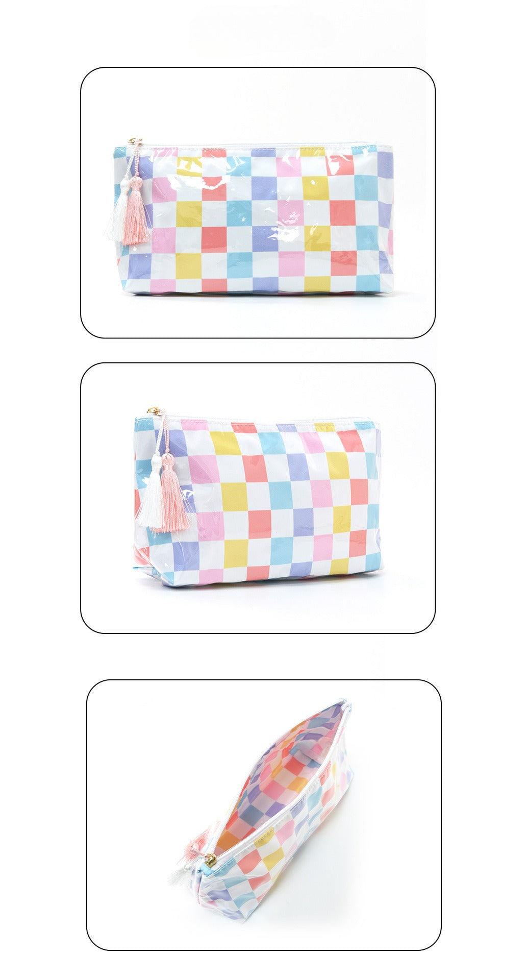 Waterproof Zipper Essentials Bag with Tassels
