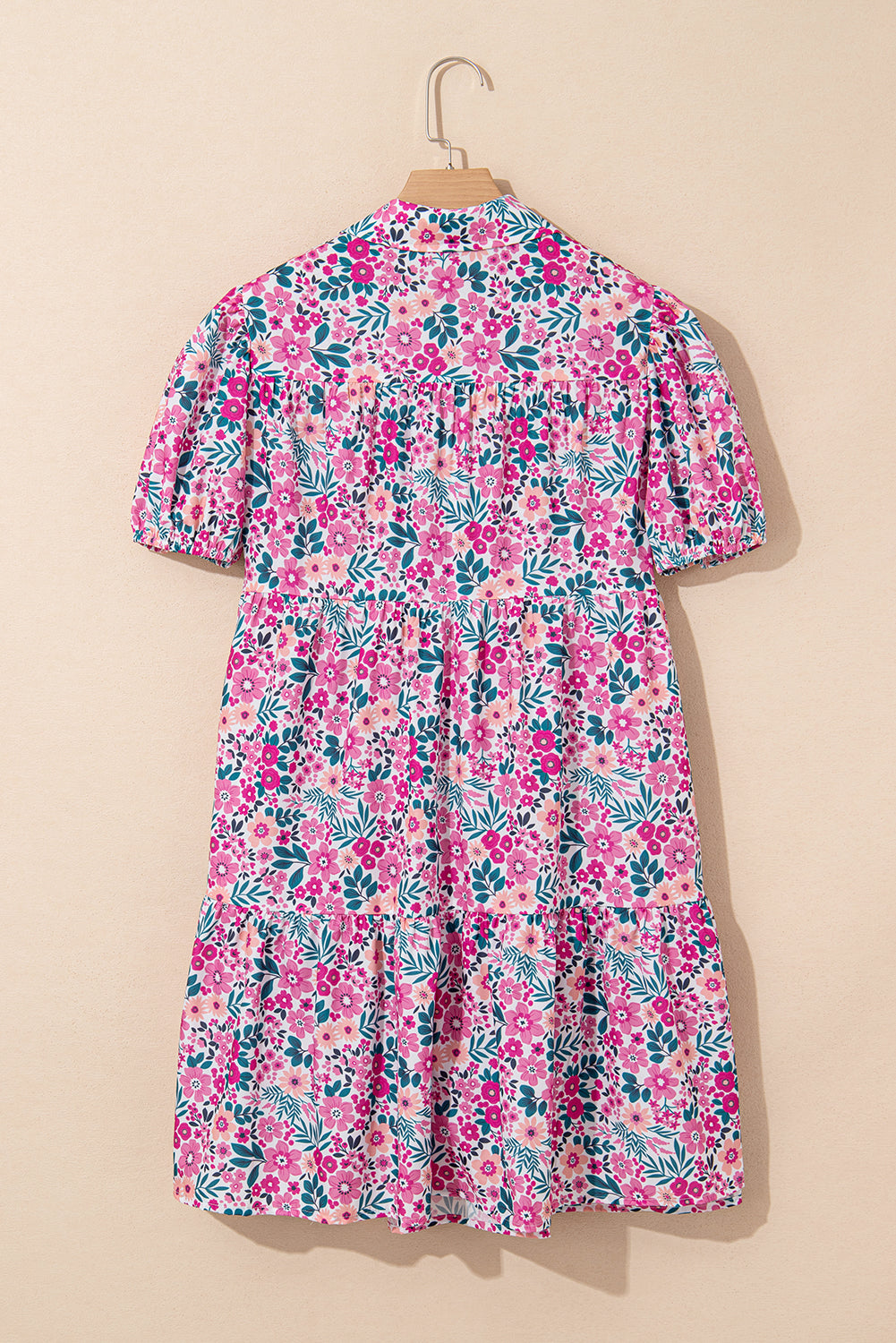 Floral Print Contrast Striped Detail Short Sleeve Blouse