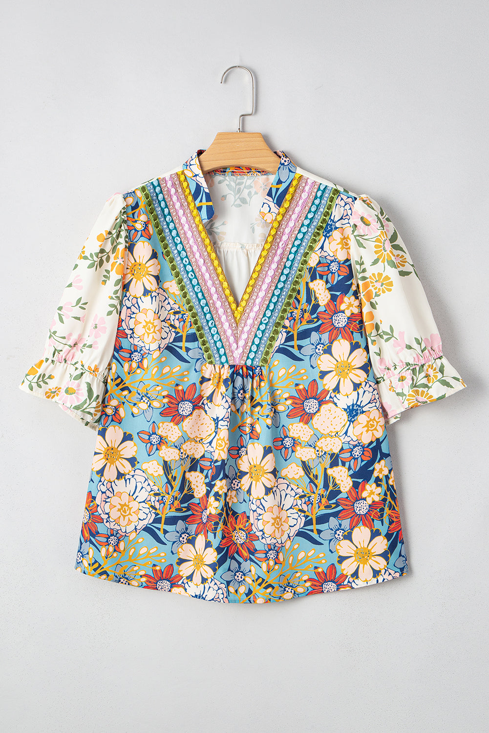 Woven V Neck Half Sleeve Blouse