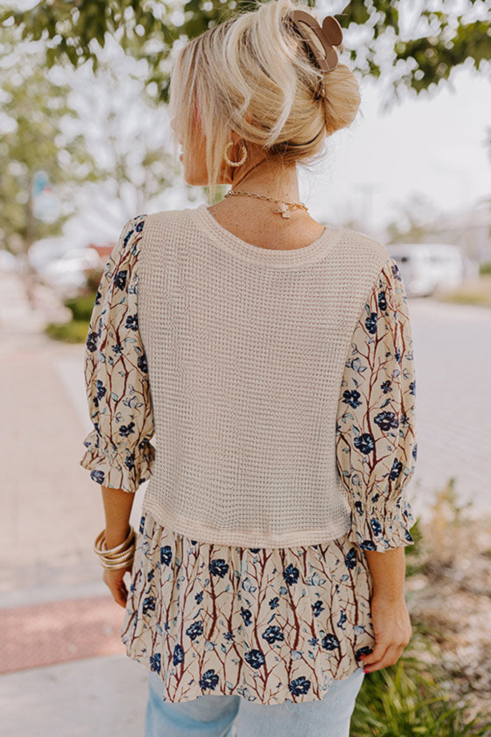 Plus Size Faux 2 Piece Knit Patchwork Top