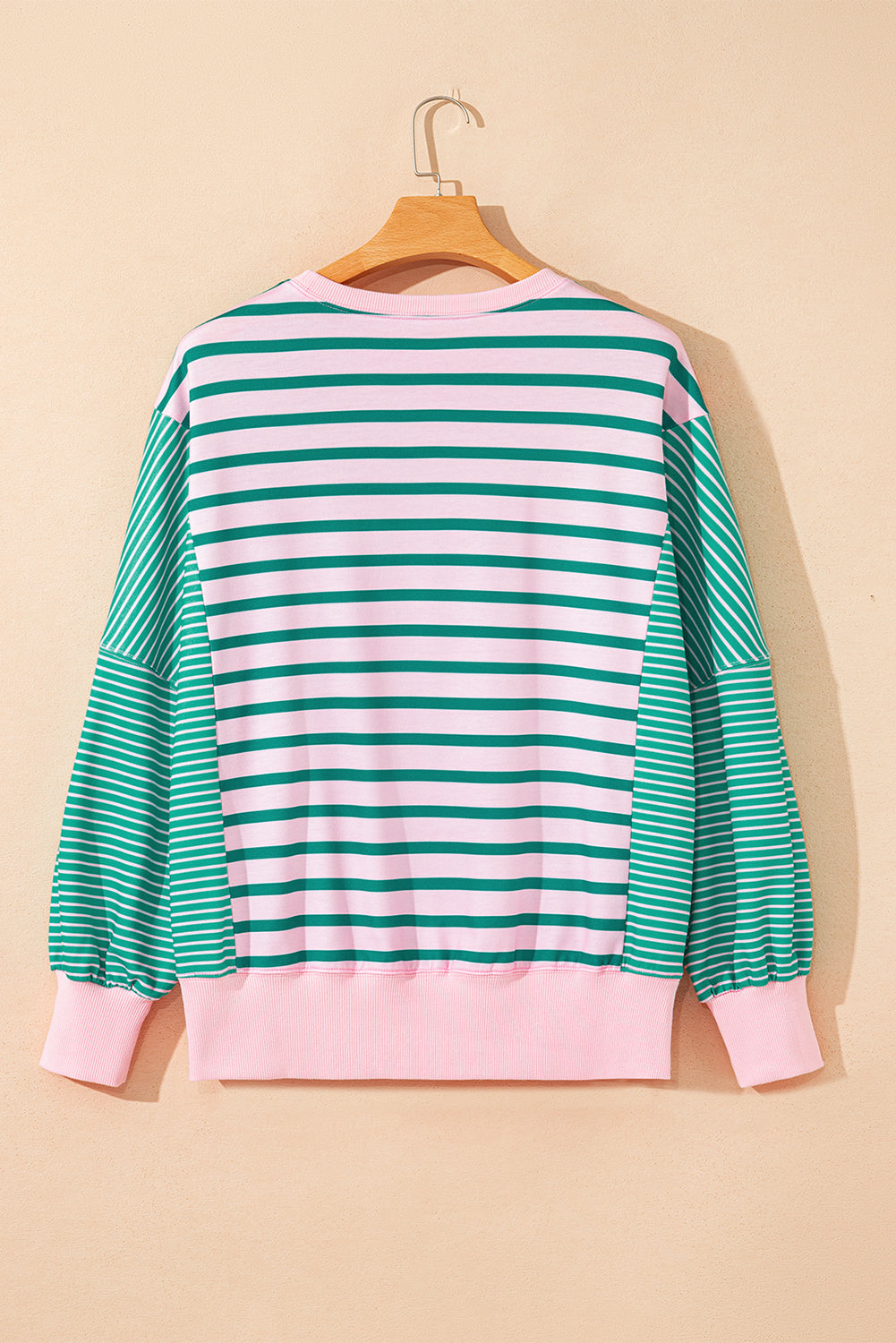 Mix Pattern Color Block Patchwork Side Slit Baggy Sweatshirt