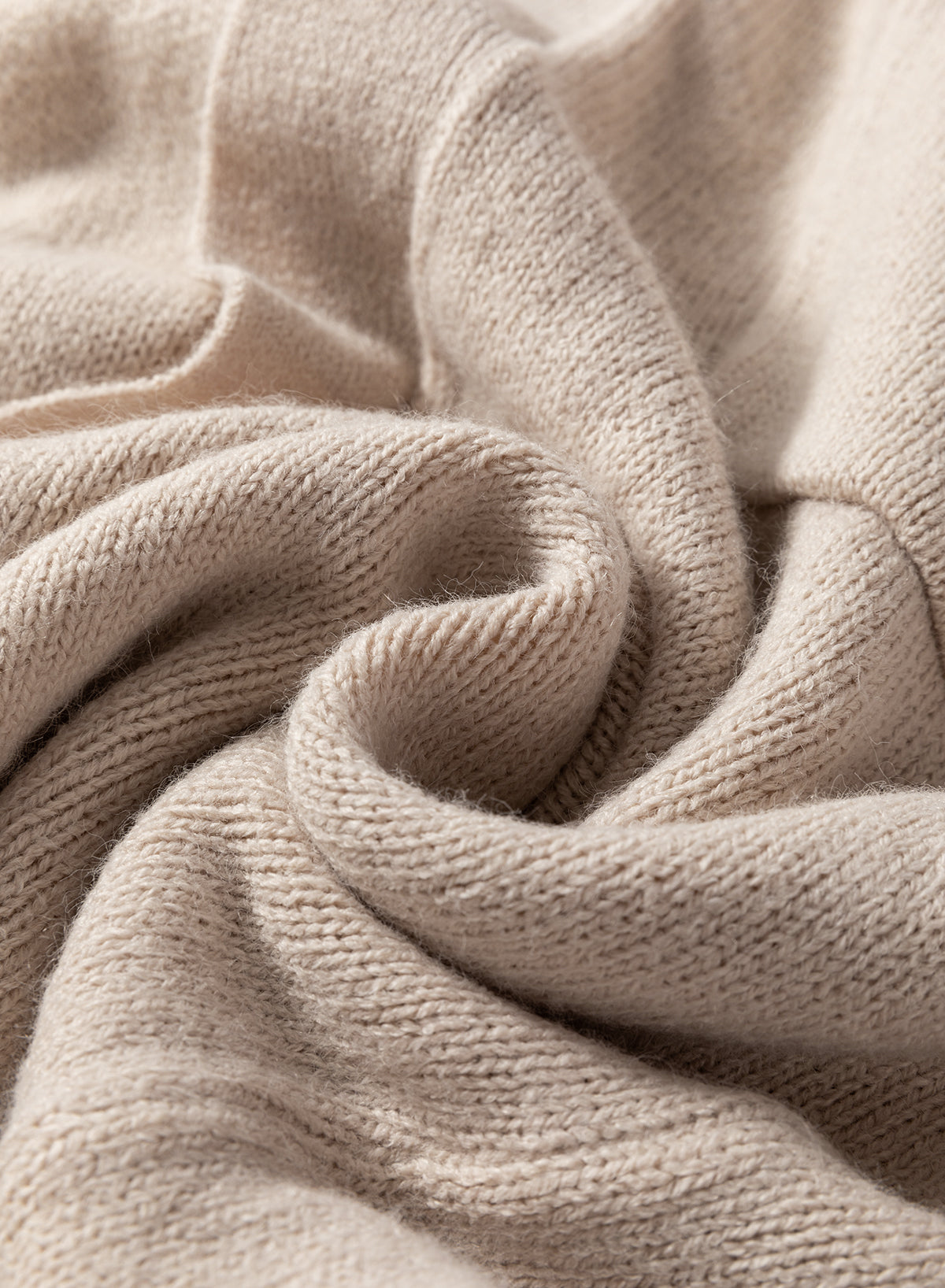 Beige Side Pockets Knitted Cardigan