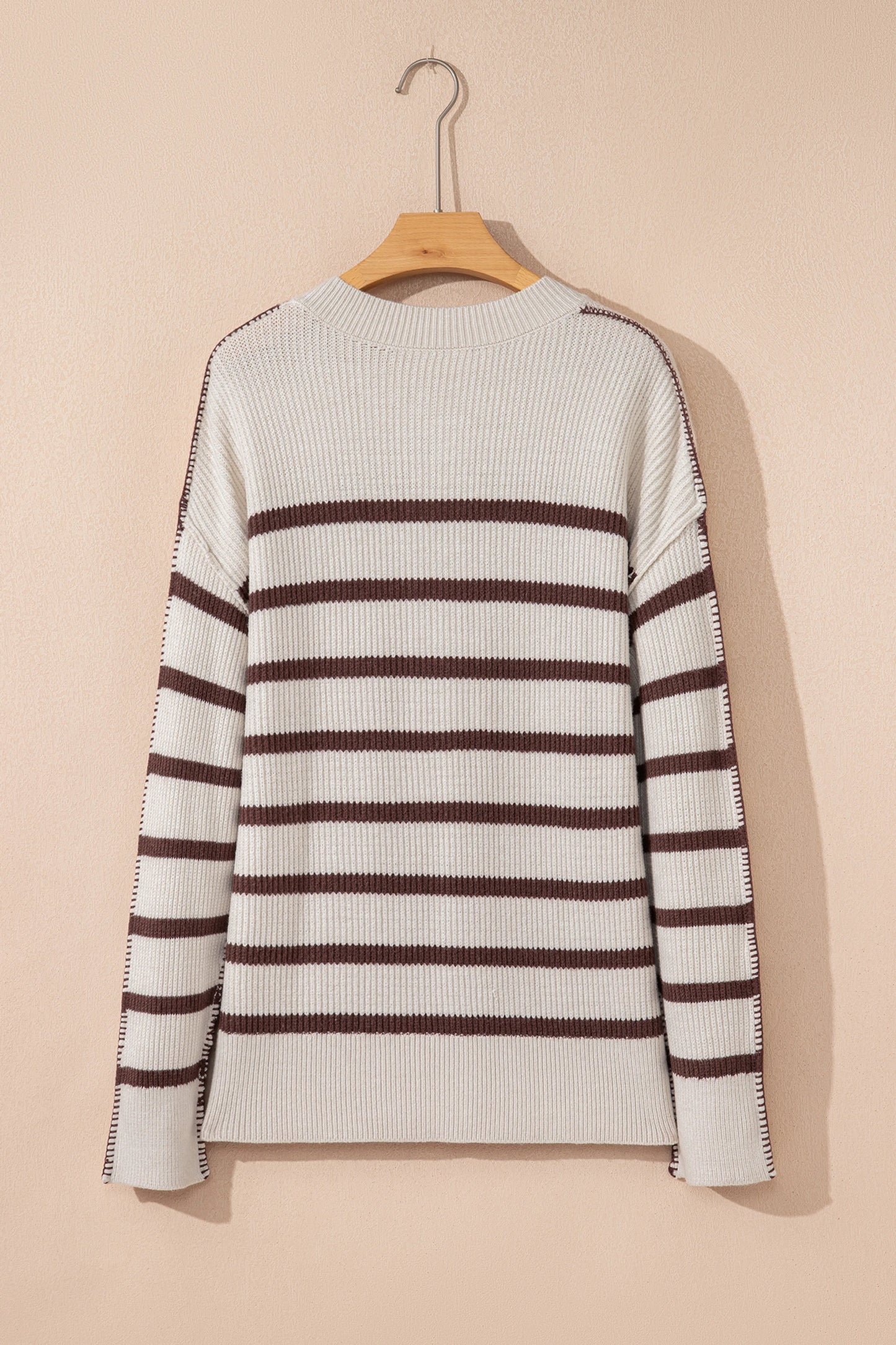 Henley Drop Shoulder Slouchy Sweater