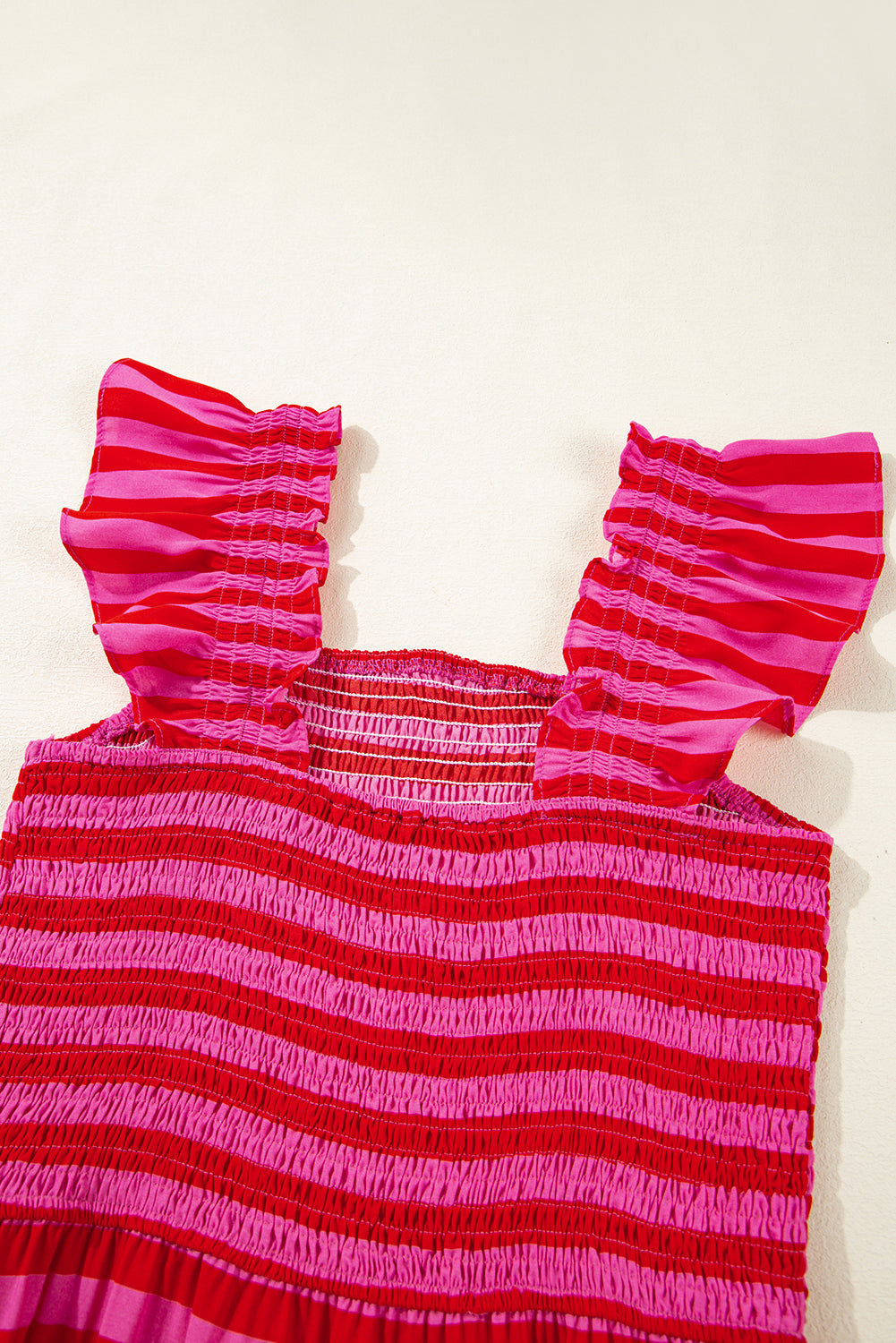 Flutter Sleeve Smocked Bodice Tiered Maxi Dress