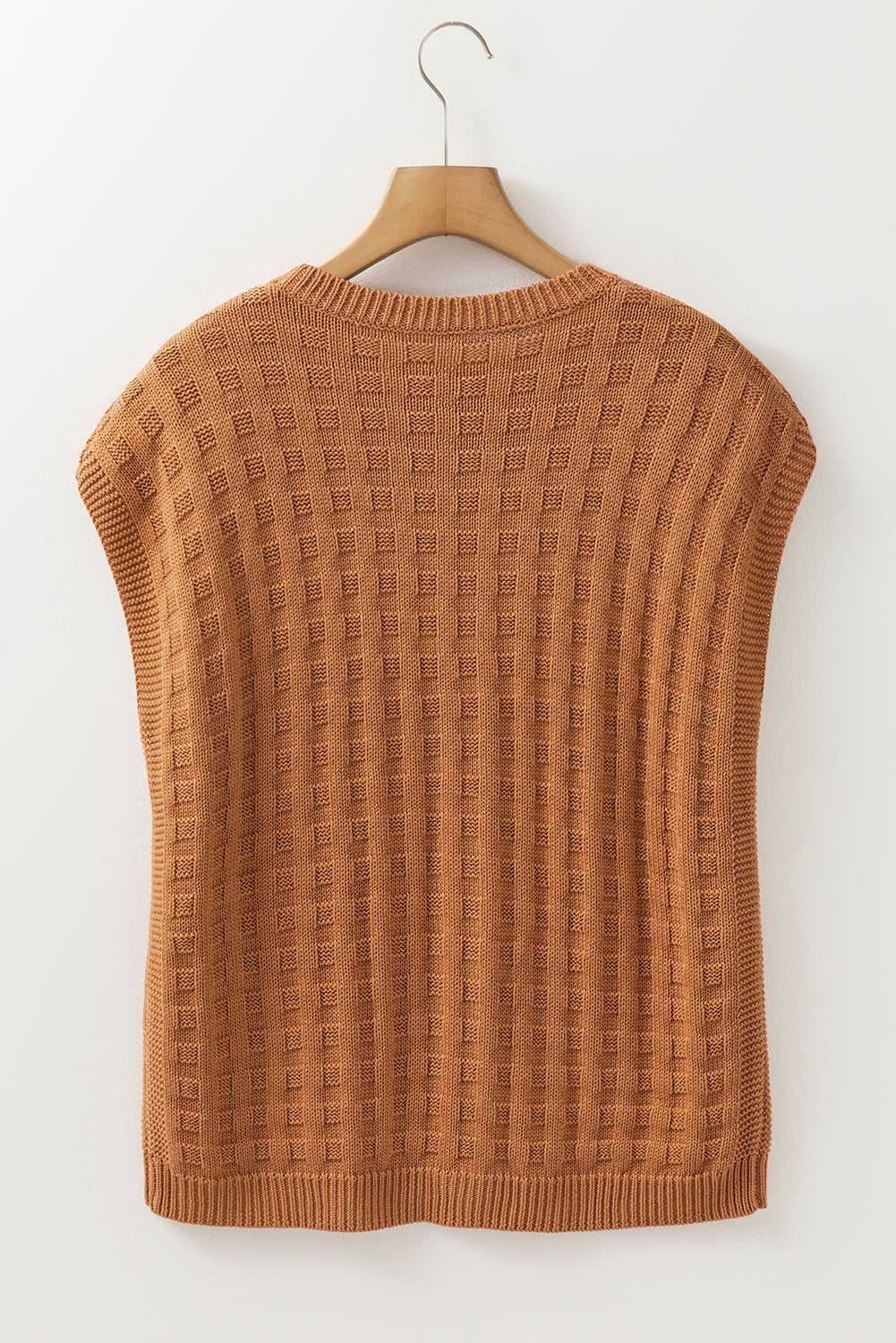 Round Neck Textured Knit Sweater Vest