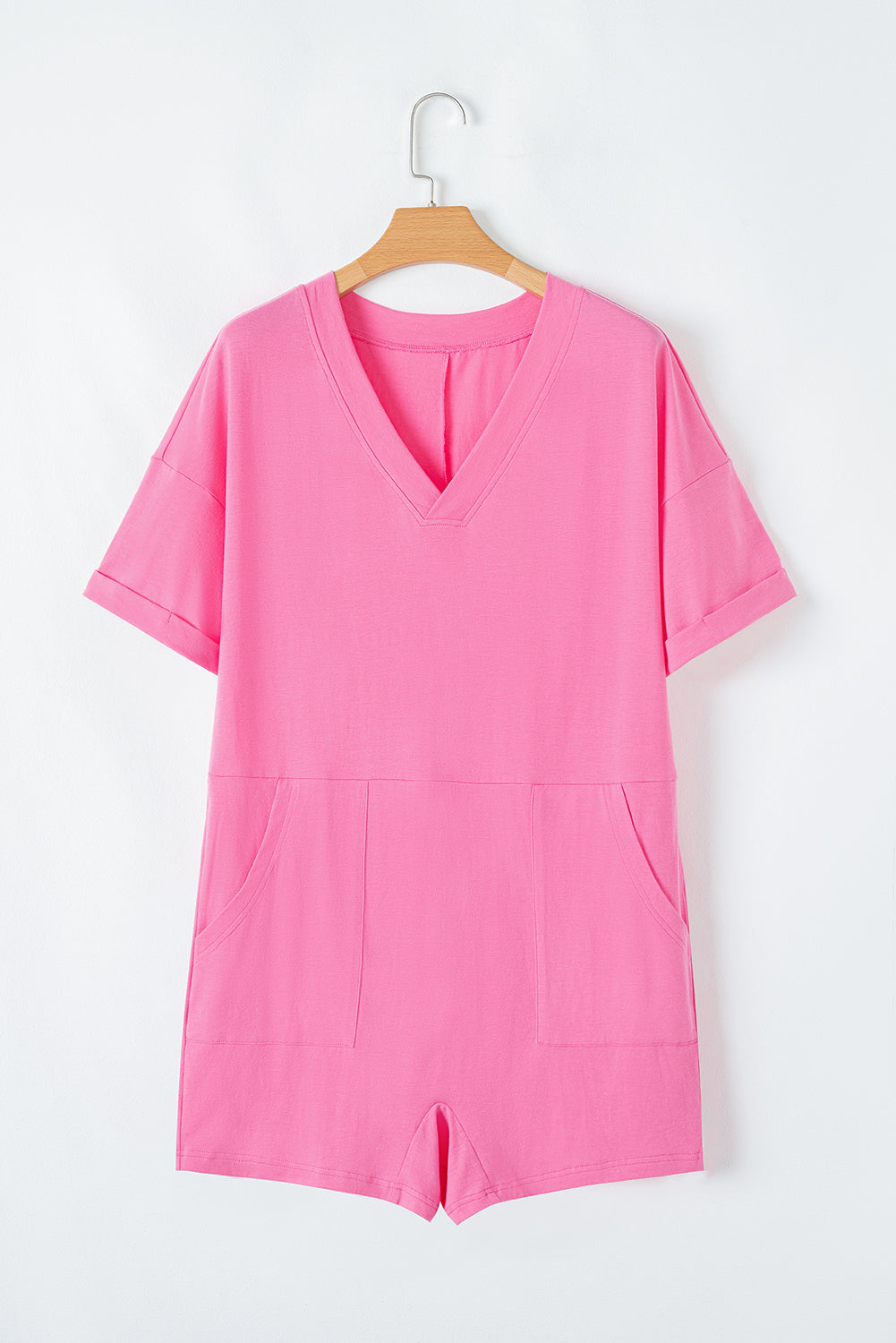 Half Sleeve V Neck Knit Romper
