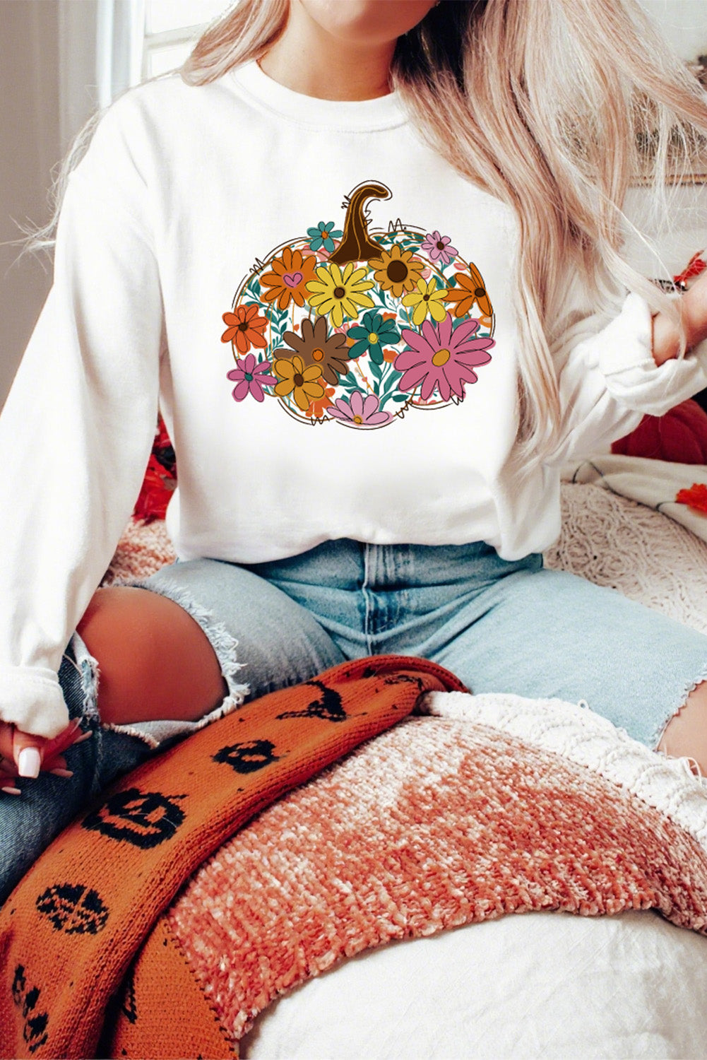Floral Pumpkin Custom Graphic Sweatshirt