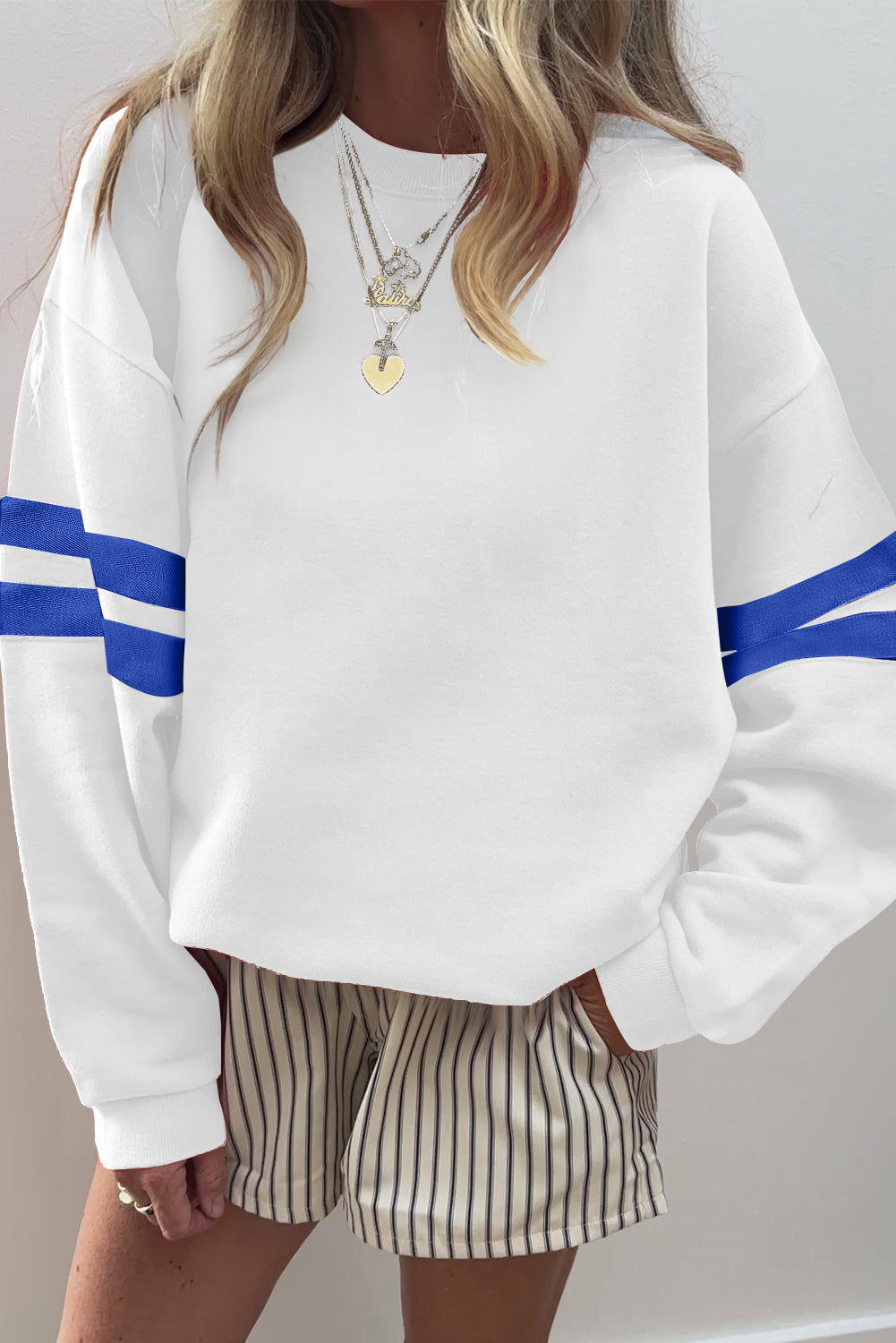 Varsity Striped Detail Drop Shoulder Oversized Sweatshirt