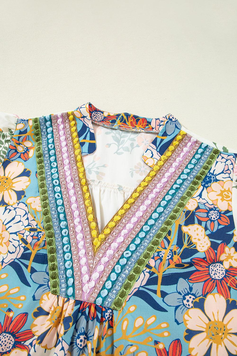 Woven V Neck Half Sleeve Blouse