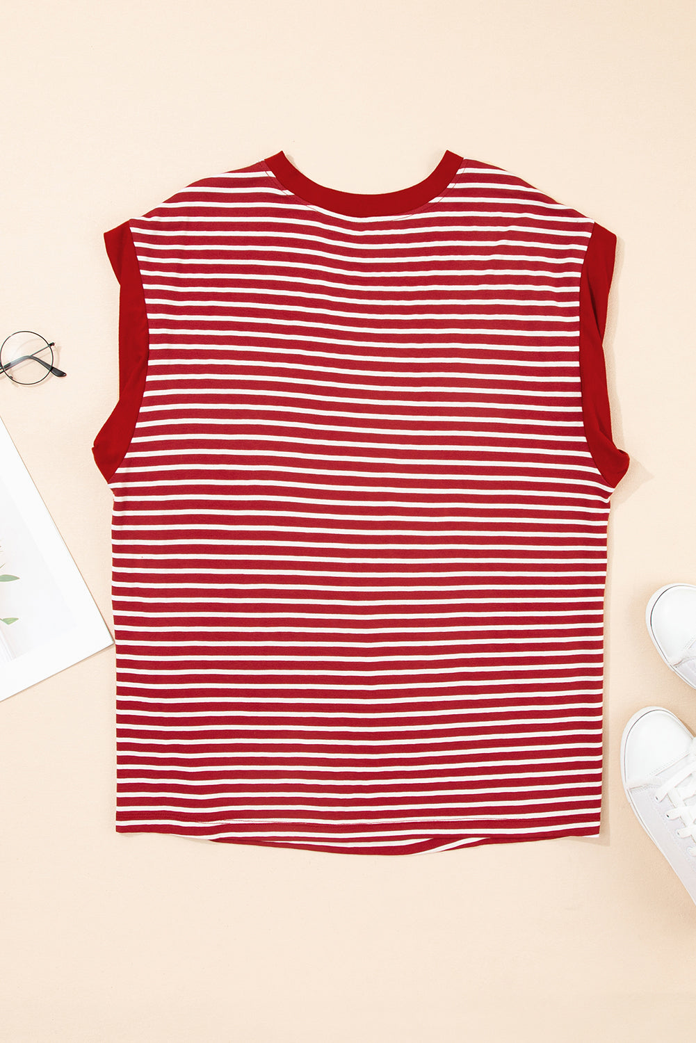 Chest Pocket Patch Round Neck Tank Top