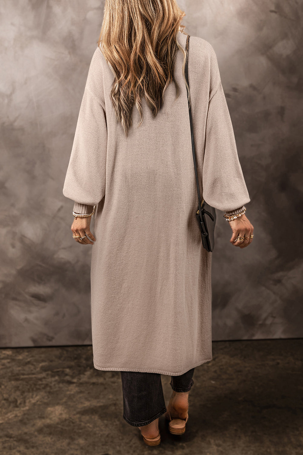 Beige Side Pockets Knitted Cardigan