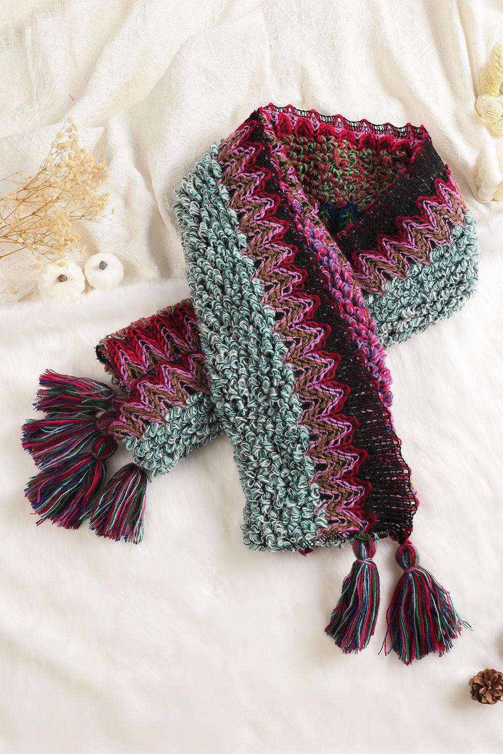 Ethnic Knit Shawl Wrap Cape Sweater Thickened Tassel Poncho Cloak