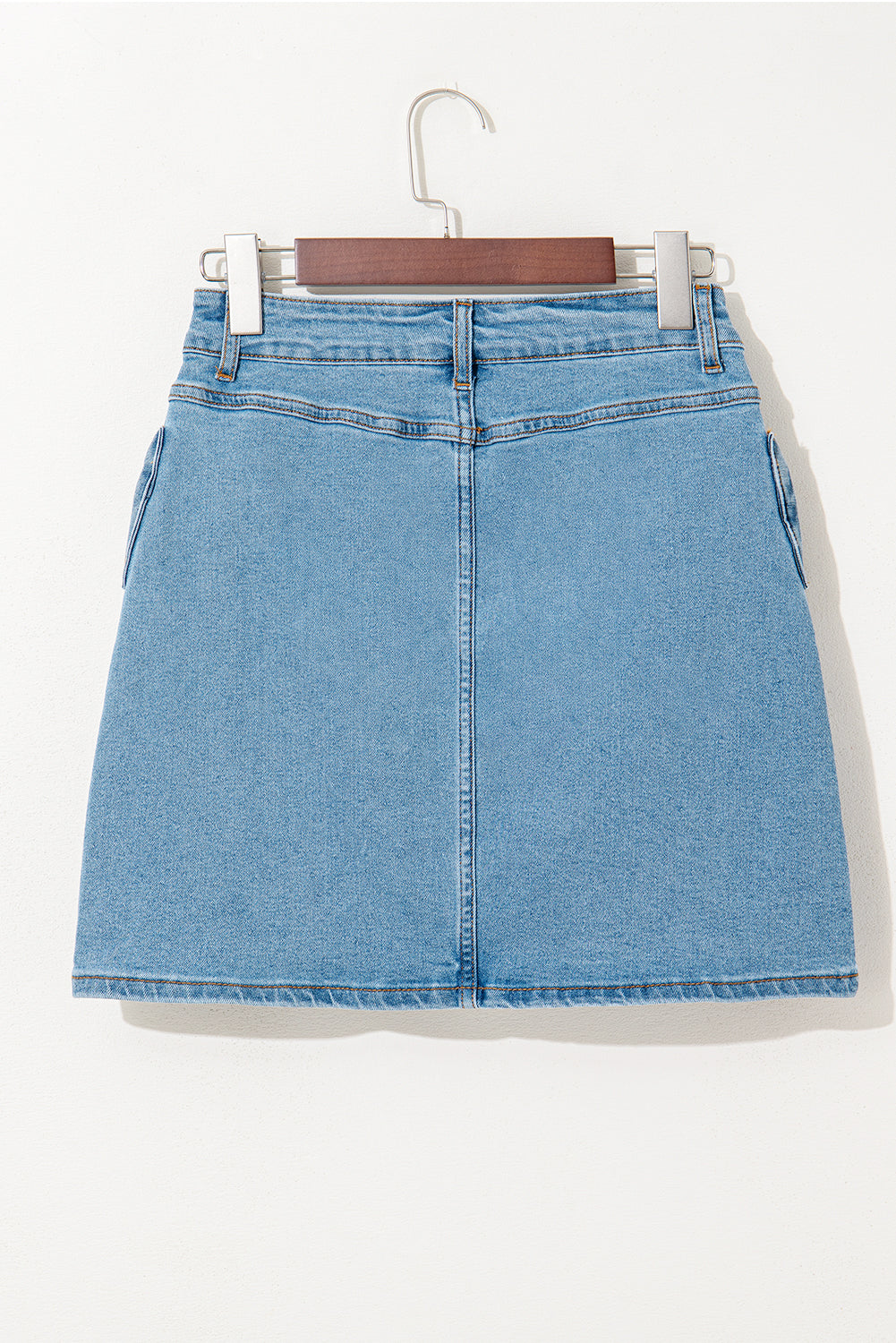 Acid Wash Bowknot Details High Waist Denim Skirt