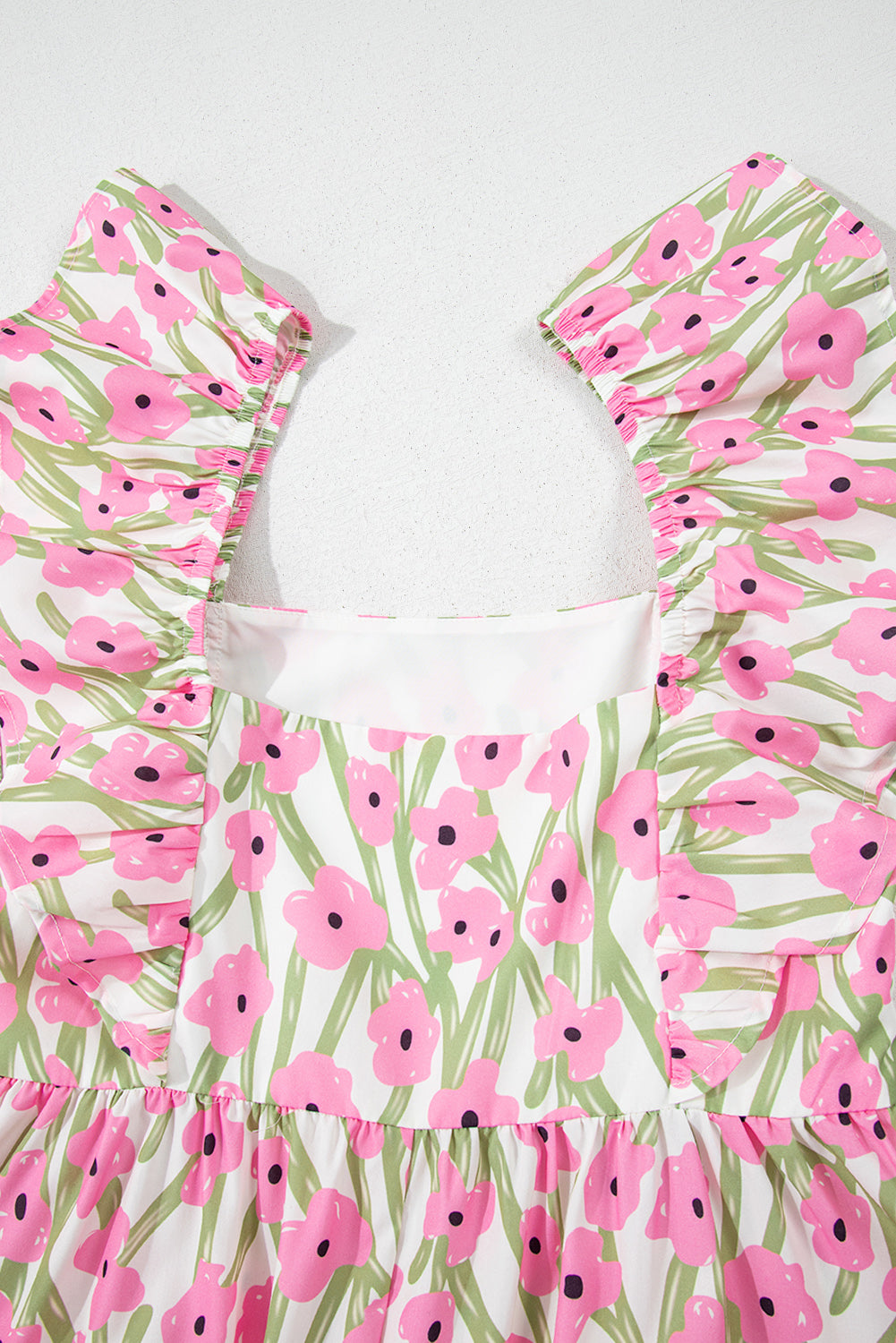 Floral Print Square Neck Ruffled Strap Maxi Dress