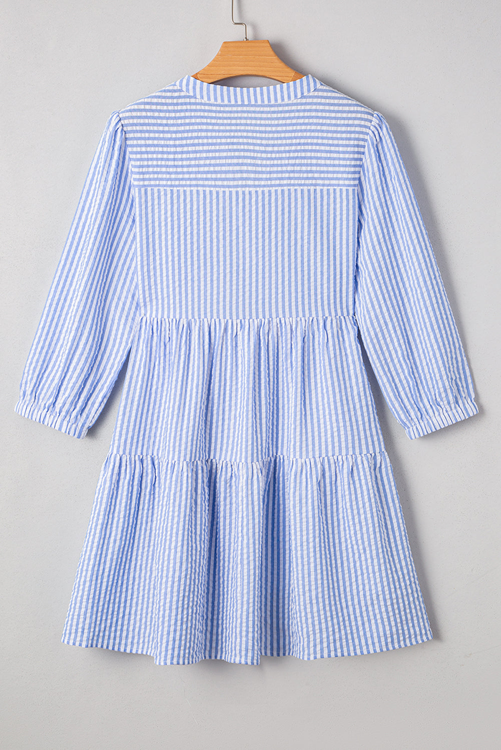Stripe Bracelet Sleeve Tiered Shift Dress with Pockets