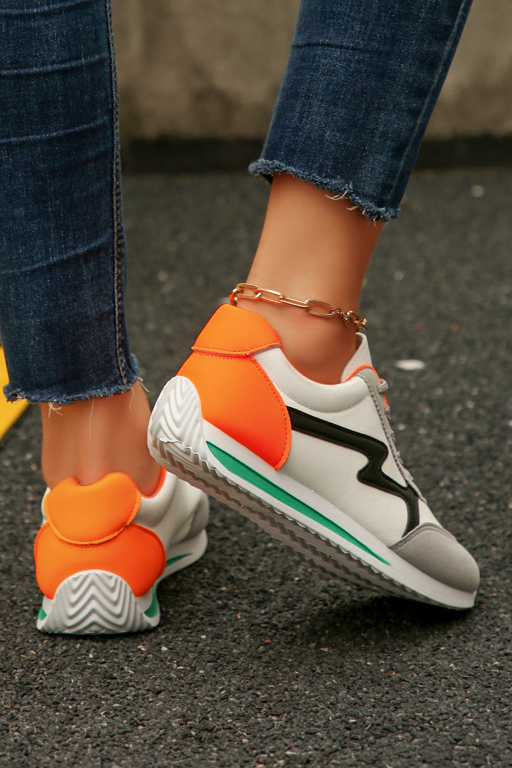 Block Patchwork Lace Up Sneakers