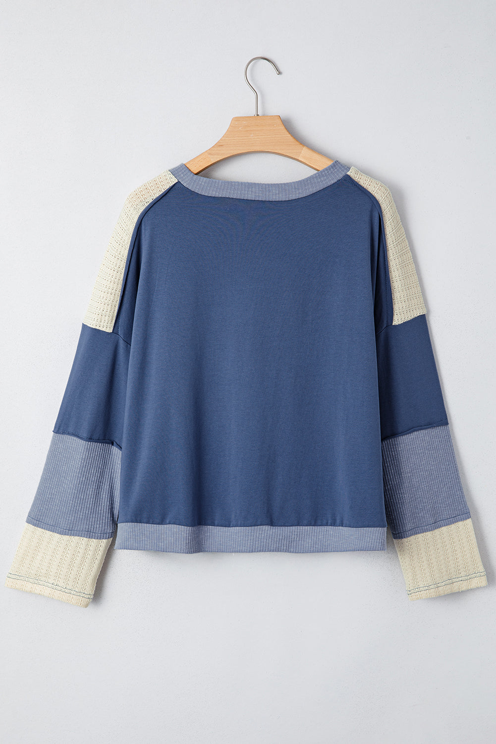 Contrast Knitted Colorblock Star Patchwork Oversize Long Sleeve Top