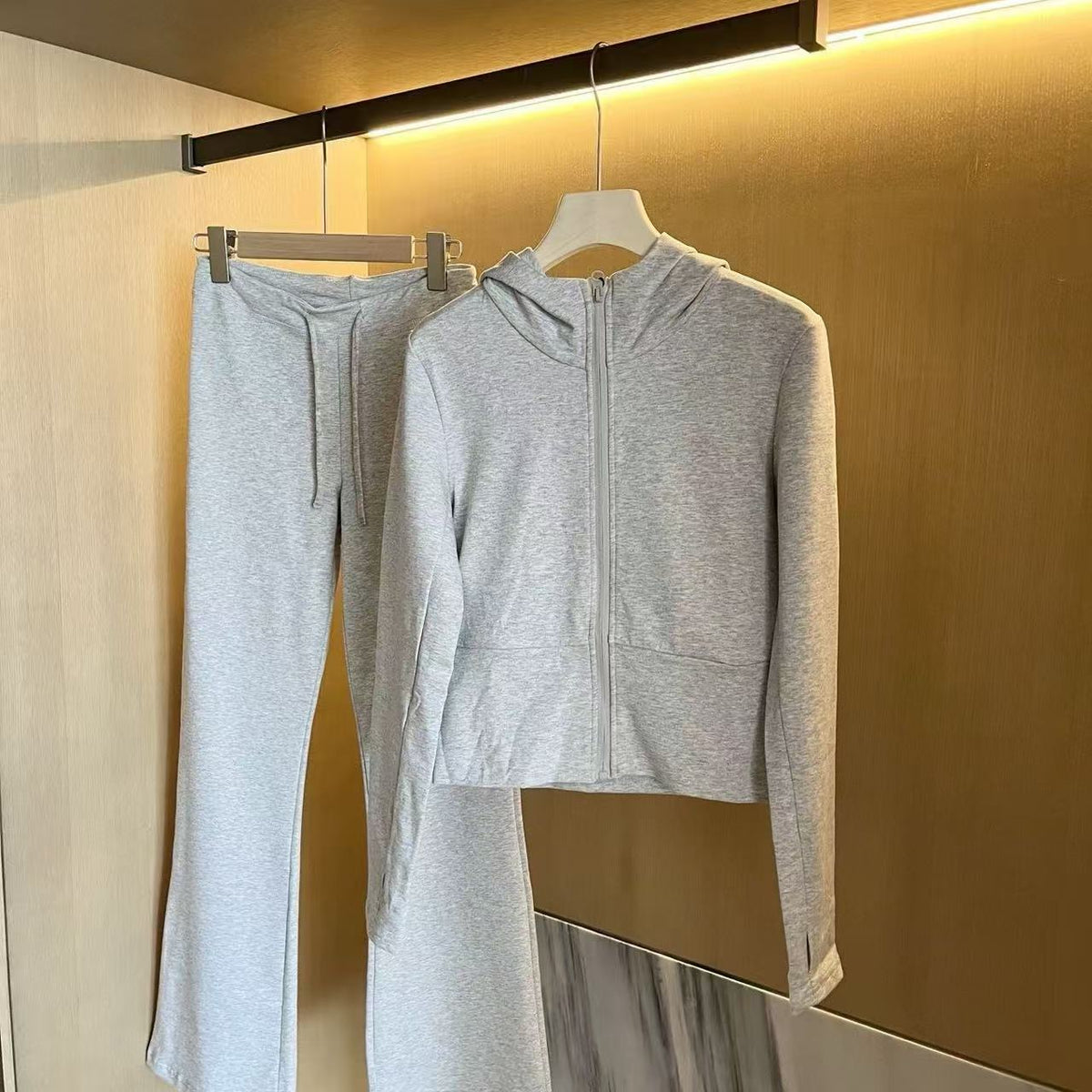 Women's Full-Zip Cropped Hoodie & Flared Pants 2-Piece Set!