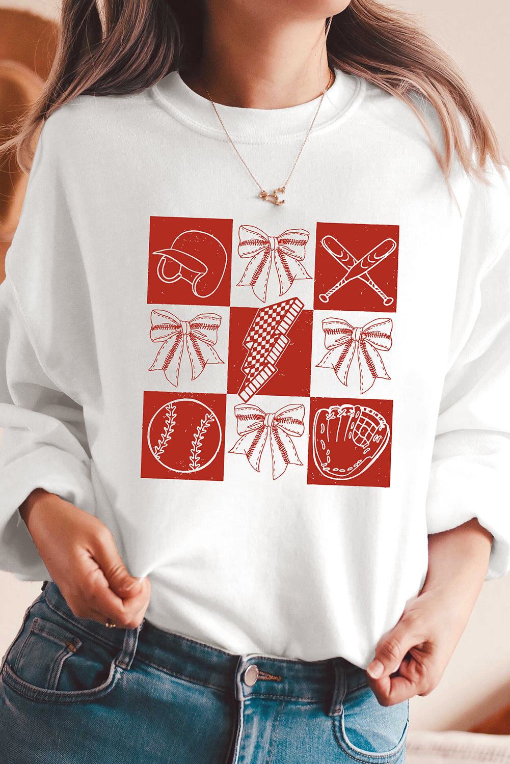 Baseball Fashion Graphic Cotton Blend Casual Sweatshirt
