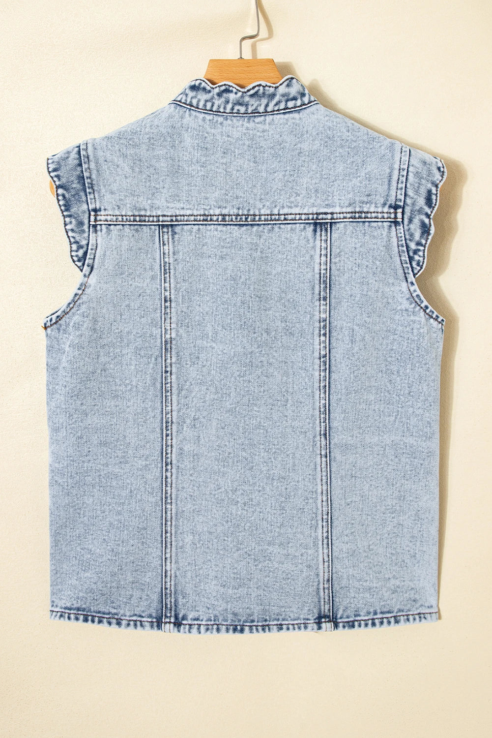 Pocket Button Front Denim Vest