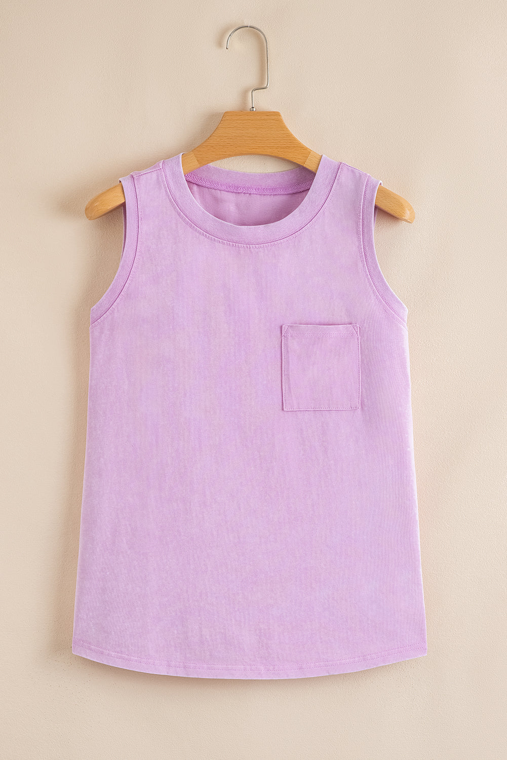 Mineral Wash Patched Chest Pocket Casual Tank Top