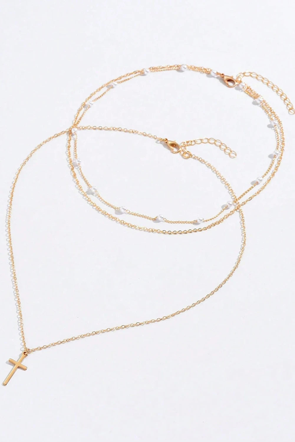 Pearl Decor Triple Layer Chain Necklace