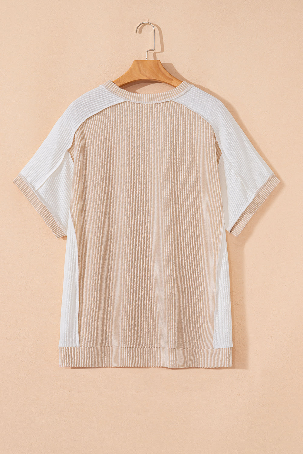 Carrot Twist Rib Colorblock Hi Low Plus Size Short Sleeve Top
