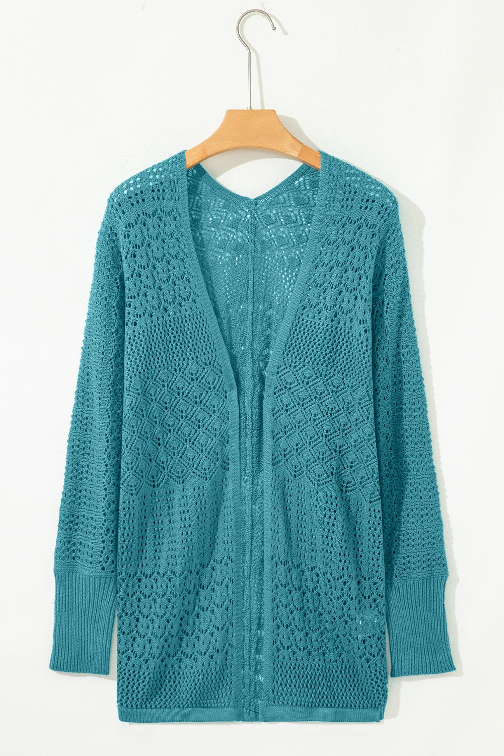 Hollowed Knit Open Front Cardigan