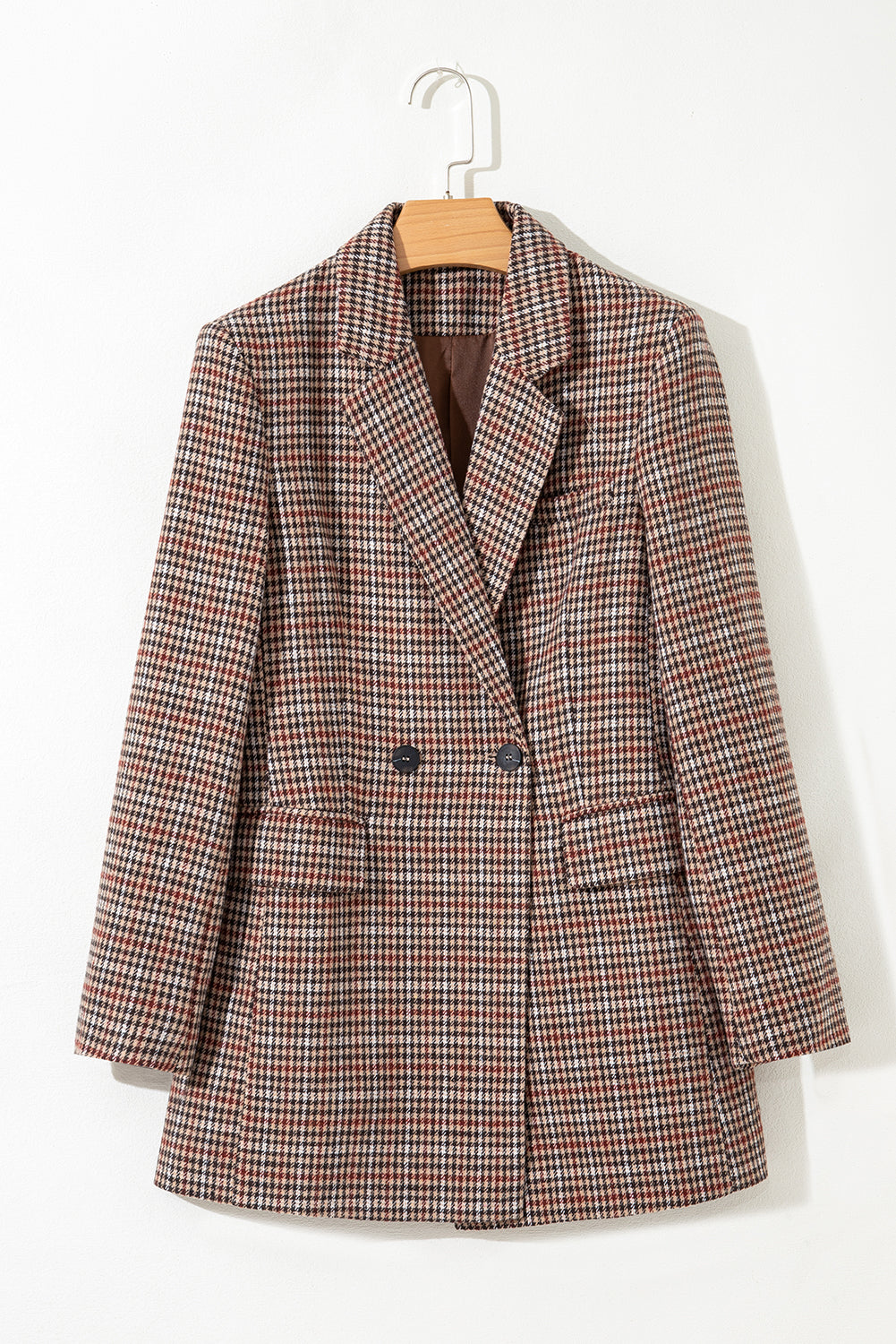 Houndstooth Lapel Collar Blazer