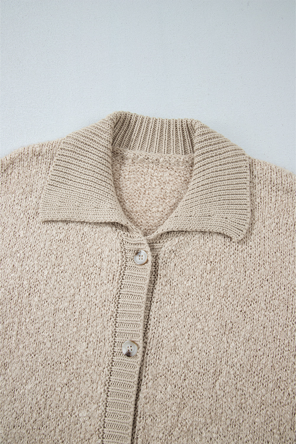 Collared Drop Shoulder Button Up Cardigan with Pocket