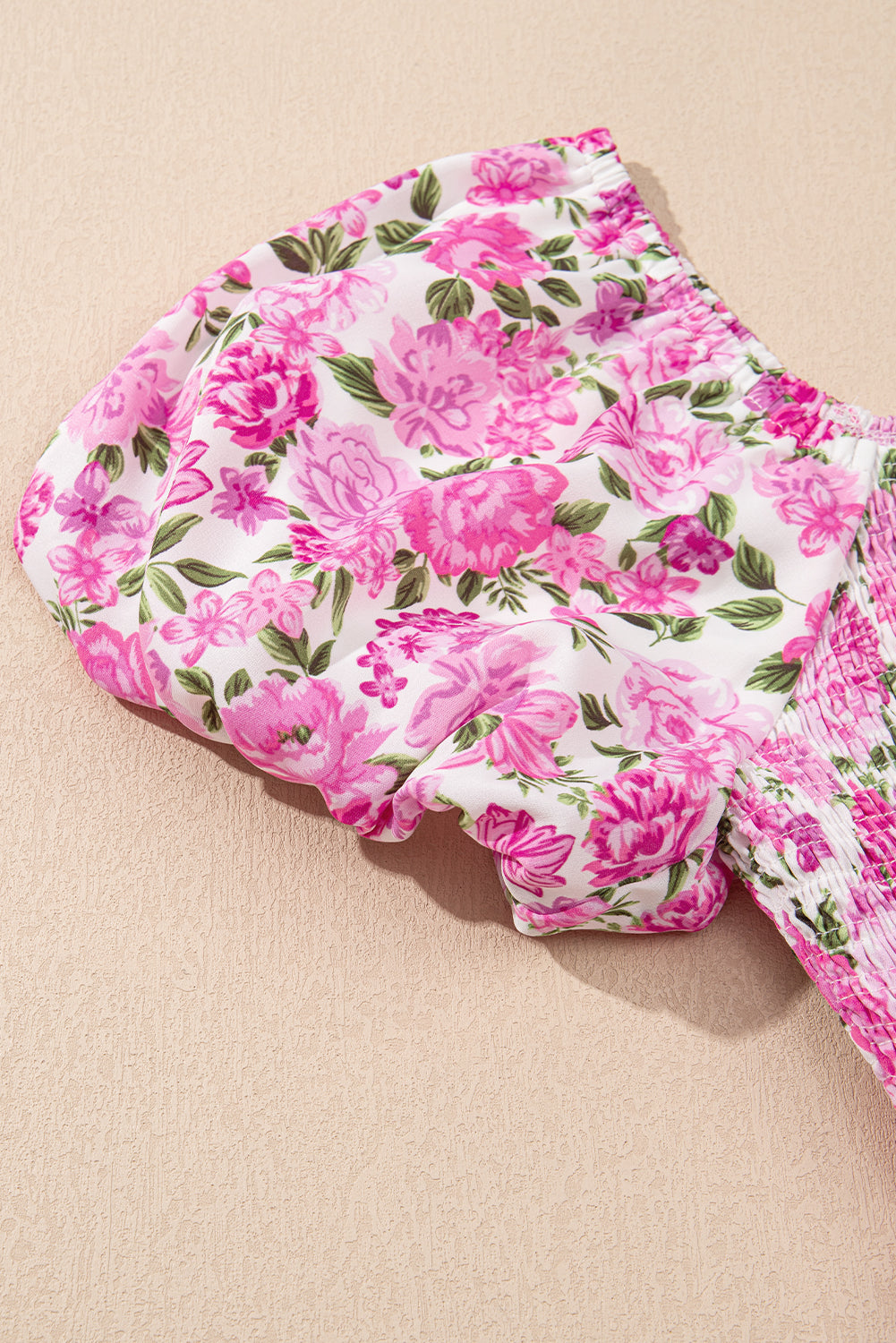 Dainty Floral Smocked Puff Sleeve Flowy Long Dress